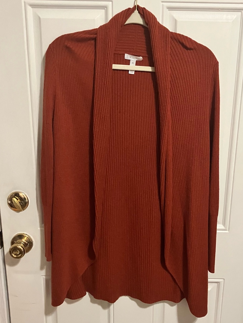 Leith Rust Ribbed Shawl Collar Cardigan Sweater XS